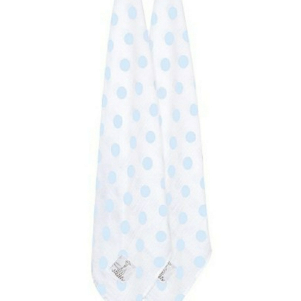 Blue & White Dot Cotton Muslin Swaddling Blanket